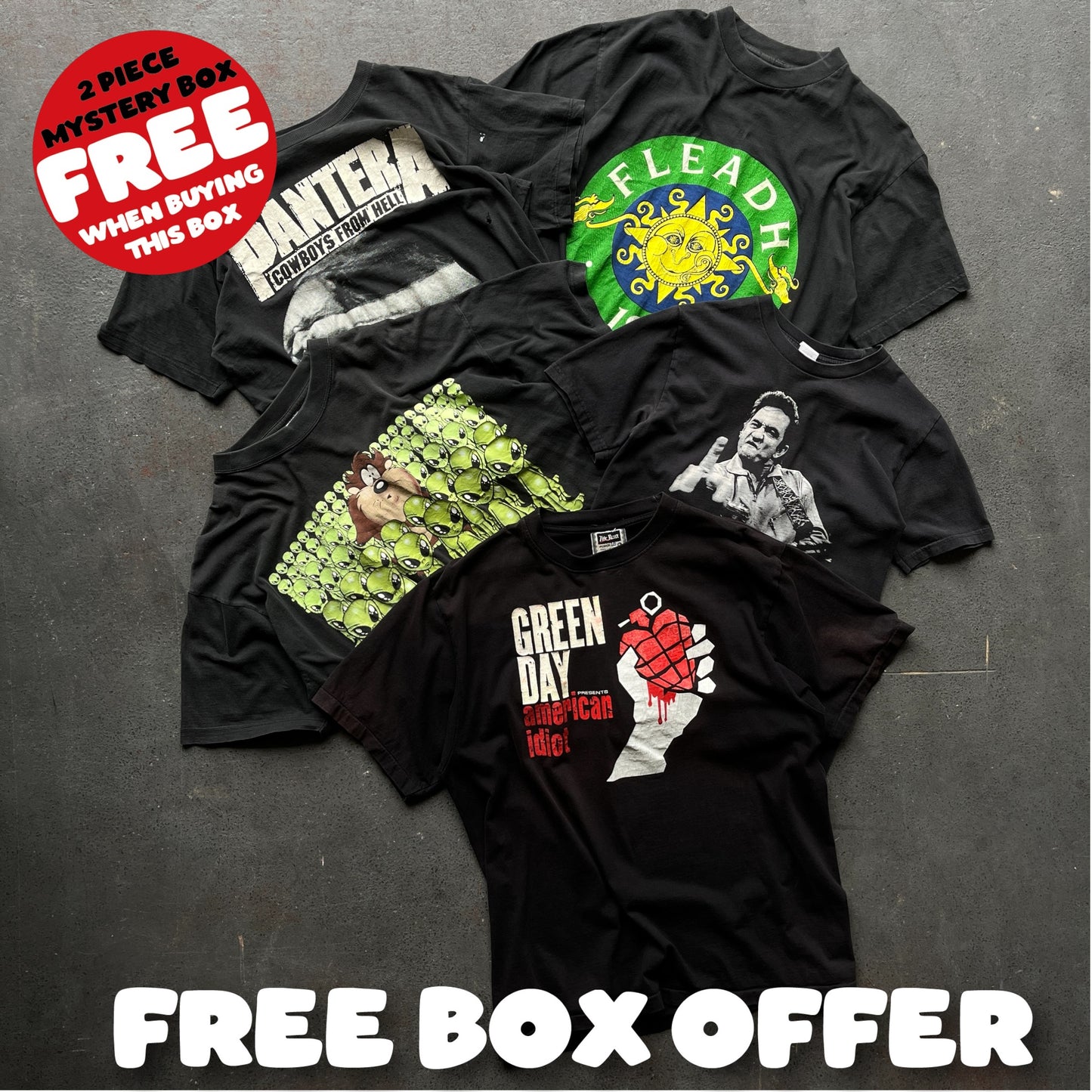 BLACK GRAPHIC T-SHIRT VINTAGE BOX - 5 PIECE